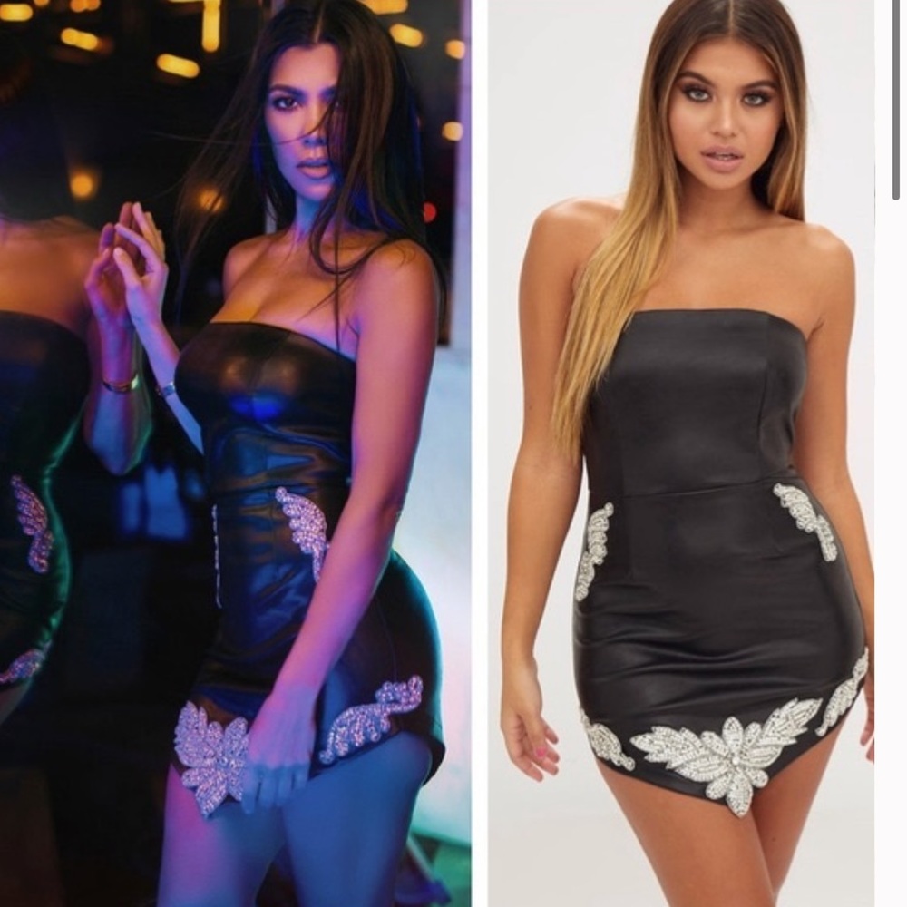 Prettylittlething Embellished Leather Dress